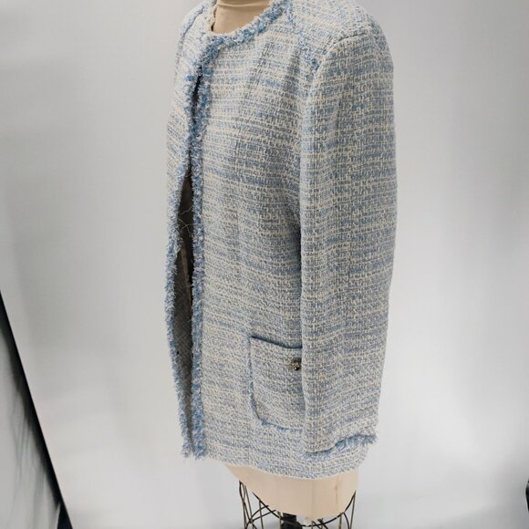 Zara Tweed Jacket Zara Blazer Size XL Zara Blazer long lined open cardigan coat - Picture 7 of 16